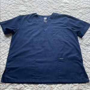 Women's Navy Blue Short Sleeve Scrub Top